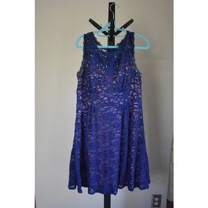 Dark Blue lace dress w/ padded slip attached